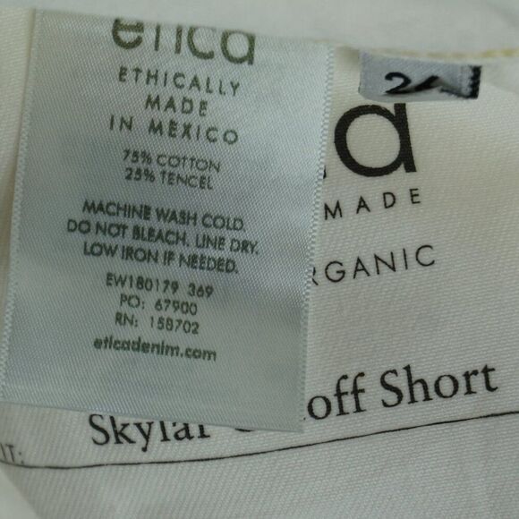 New Etica Skylar Cutoff High Rise Relaxed Denim Shorts in Vintage White size 26 - Picture 14 of 14